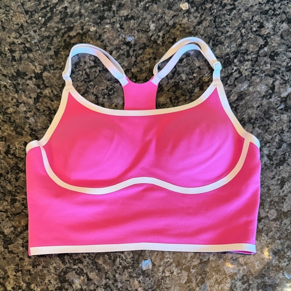 Pink by Victoria Secret Bright Pink polyester Sports Bra White Accents EUC XS